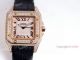 Iced Out Cartier Santos Diamond Watch Automatic Brown Leather Strap (2)_th.jpg